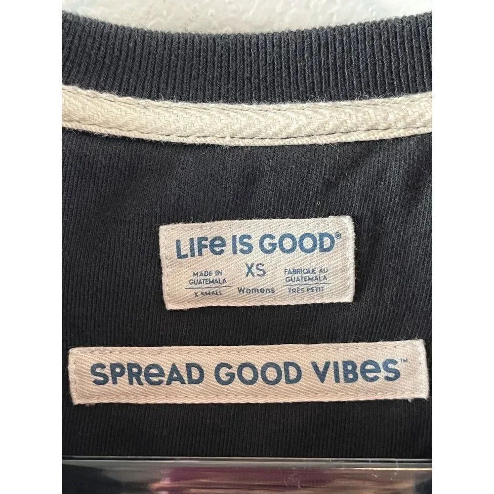 Life is Good Women's LIG Coin Simply True Fleece Pullover Sweatshirt XS Black - Picture 8 of 9